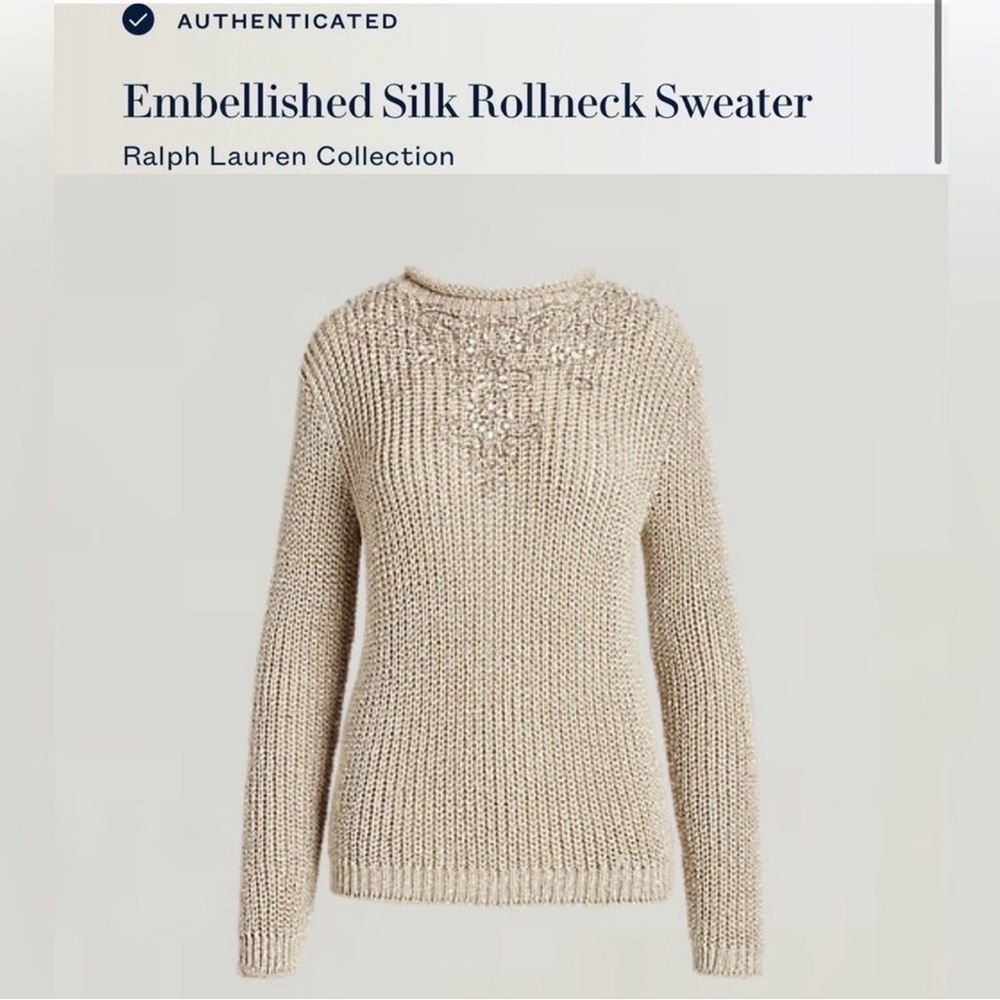 Ralph Lauren Collection Embellished Silk Rollneck Sweater size Small - Picture 16 of 16